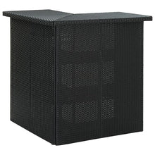 Benzara Outdoor Corner Bar Table, 3 Shelves, Black Rattan and Steel, 41 Inch