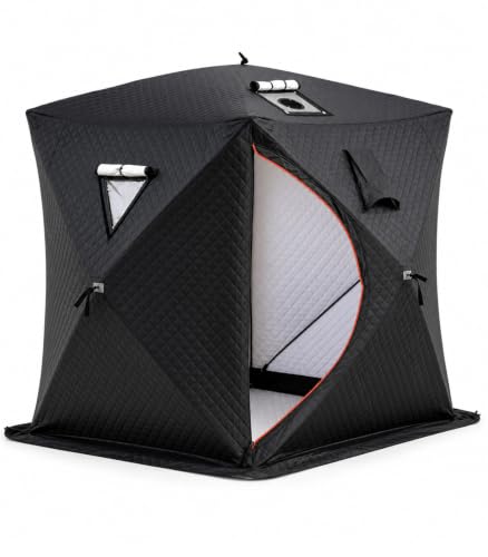 ZHIGUANYUN Outdoor Sauna Tent – ​​Insulated 4-Person Camping Tent for Ice Fishing and Outdoor Use Blackmodel-1.8M