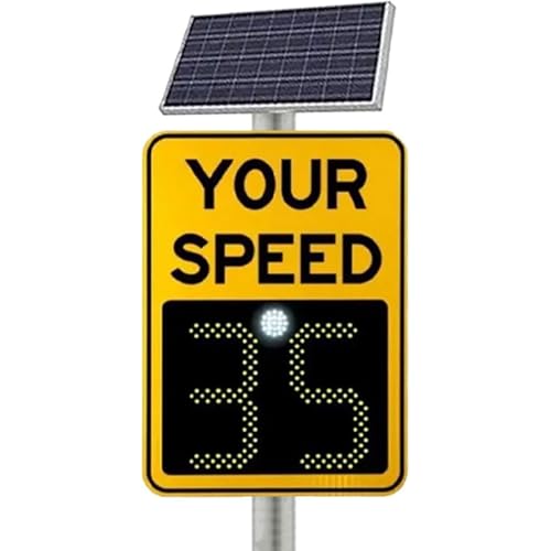 Solar Radar Speed Limit Sign, 20"x28"Radar Feedback Sign, IP65 Waterproof, 500m Visibility Distance, Radar Speedometer for Highways & Streets
