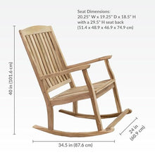 Sunnydaze Classic Teak Outdoor Rocking Chair with Slatted Back
