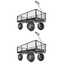 Gorilla Carts 2-Pack Steel Utility Cart, 4 Cu Ft Bed, 800 lb Load Capacity, Black – Heavy-Duty Outdoor Hauling Wagon with Removable Side Panels for Yard, Lawn, Garden or Landscaping