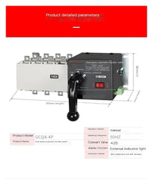 MGMYVDDGVW Manual Switching Dual Power Supply Automatic Transfer Switch, Three-Phase Four-Wire, 4P, 100A/250A/400A/630A(2500A)