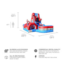 JumpOrange Ocean Battle Wet Dry Obstacle Course with Pool + Blower (Right Piece)