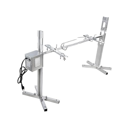 Heavy Duty Spit Roaster Rotisserie Kit, Stainless Steel BBQ Roaster Frame with Adjustable Height, Suitable for Outdoor Fire Pits, Campfires, and Backyards，45W / 3-Gear