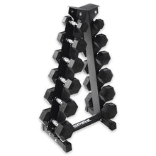Inspire Fitness 210 lb Rubber Dumbbell Set with Rack Black