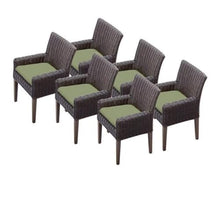 TK Classics TKC Venice Wicker Patio Arm Dining Chairs Set of 6 Cilantro