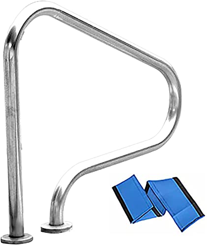 BSNANCA Pool Handrail Swimming Pool Hand Rail 304 Stainless Steel Pool Railing W/Full Set of Accessories Safety Handrail for Summer Pool