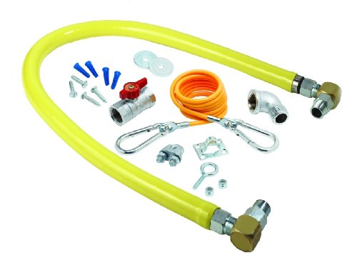 T&S Brass HG-2D-72SK Gas Hose with Free Spin Fittings, 3/4-Inch Npt, 72-Inch Long, Installation Kit and Swivelink Fittings