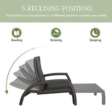 Iwicker Handwoven Rattan Chaise Lounge Chairs Set of 2 Black