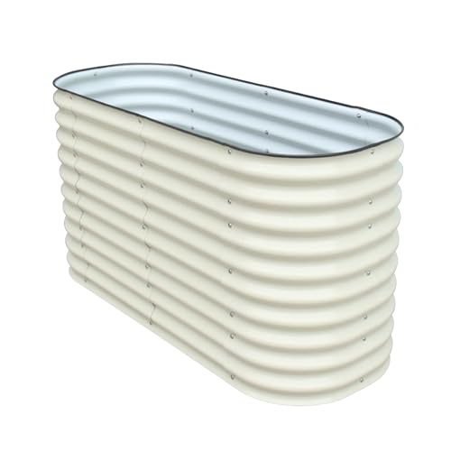 Drip Depot Modular Metal Raised Garden Bed - Waves - Ivory - Rectangle - 78" L x 24" W x 32" H