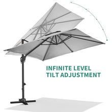 MOVECOM 10x10 FT Offset Patio Umbrella with Base Included, 360° Rotation Large Square Cantilever Umbrella, Outdoor Sun Shade with Easy Tilt for Pool, Backyard, Deck, Garden, Navy Blue