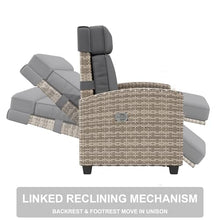 IDEALHOUSE Outdoor Recliner Chair, Reclining Patio Chairs with Adjustable Backrest & Footrest, Wicker Lounge Recliner Up to 150° with Flip-Up Table, Grey, Set of 1