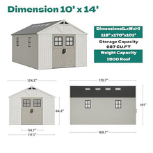Devoko 10x14 FT Resin Outdoor Storage Shed with Floor, Beige