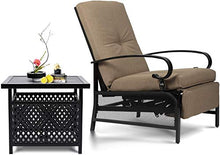 Skiway Outdoor Patio Recliner with Hand-Woven Wicker, Rust-Resistant Frames and Small Side Table Set of 2(Brown), 1 seat