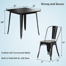 31" x 31" Metal Bistro Table Set – 5 Piece Indoor Outdoor Cafe Seating for Patio or Restaurant
