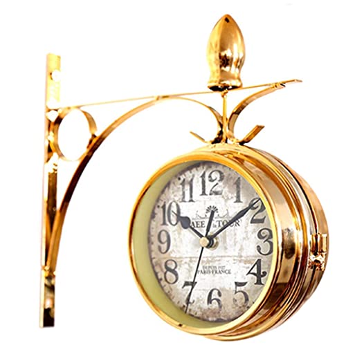 saditesdk Wall Clock, Double Sided Wall Clock,Retro Wall Clock Outdoor Garden Wall Clock Outdoor Indoor Garden Wall Clock for Garden/Patio/Yard，