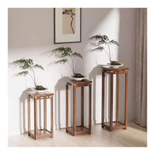WOAITIANTIAN Vase Stand Indoor Bonsai Table New Chinese Style Wooden Plant Stand Floor Standing Ornamental Shelf(Large)