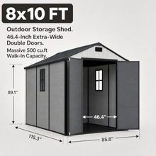 Devoko 8 x 10 FT Resin Storage Shed with Floor, Outdoor Plastic Tool Shed