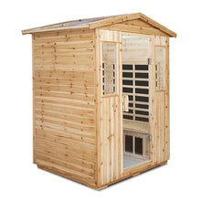 GDFStudio 69.29" 4 Person Outdoor Far Infrared Sauna Old Fir Cabin Waterproof 2050W Low EMF 8 Panel Heater 110V/120V Bluetooth Audio Ambient Light LCD Control Home Spa Room