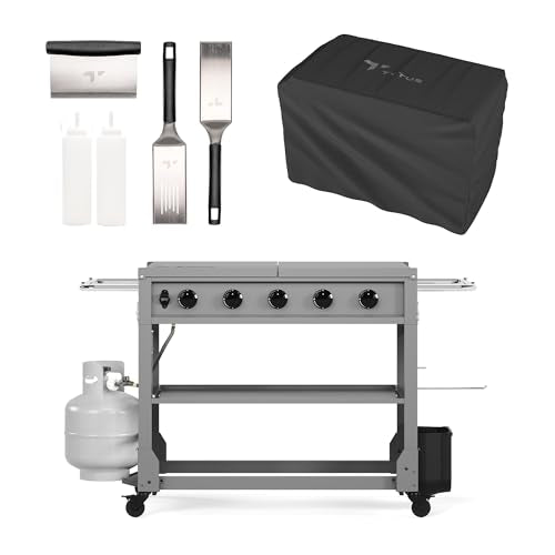 Tytus Anaheim 5-Burner Flat Top Propane or NG Griddle Grill, 60K Total BTUs