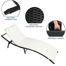 GGGUOJINN 3-Piece Outdoor Terrace Furniture Set 2 Folding Bed 1 Folding Coffee Table Black PE Cane Iron e 4 Lines