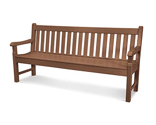 POLYWOOD Rockford 72-Inch Teak Outdoor Bench - Heavy Duty 3 Person Garden Seating with Wood Slats, Ideal for Fire Pit, Porch, or Dock