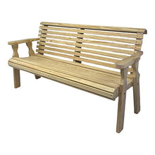 Amish Casual Heavy Duty Unfinished 5 Foot Roll Back Outdoor Bench - Amish Made in The USA from Treated Pine for Outdoor Durability, 700 Lb Weight Capacity