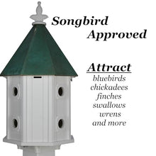 NC Birdguy Handmade Patina Copper Roof Two-Story Birdhouse (H14V)