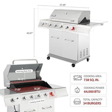Grills House GA5404S Deluxe Stainless Steel 5-Burner Gas Grill