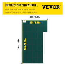 VEVOR Inground Pool Safety Cover for 18x36 ft Pools with Right End Step Green