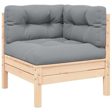 Molumvel 2-Seater Garden Sofa Set, Modular Outdoor Patio Loveseat with Gray Cushions, Solid Pine Wood Frame, 2-Piece Corner Seat Configuration for Backyard, Balcony, and Terrace