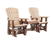 EcOasis Grand Lake Amish Crafted Poly Outdoor Adirondack Double Glider (Weatherwood on Tudor Brown)