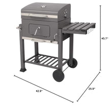 Belovedkai BBQ Charcoal Grill,Portable Barbecue Grill with Thermometer, Ash Tray, Air Outlet,Wheels,for Outdoor Picnic, Camping, Patio Backyard Balcony Cooking, Black