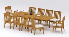 TeakFurnitureOutlet A-Grade Teak 11pc Dining 118" Rectangle Table Caranas Chair Set Outdoor Patio