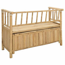 HKTMGDNG Bamboo Garden Storage Bench, 43 Inch Natural Patio Loveseat