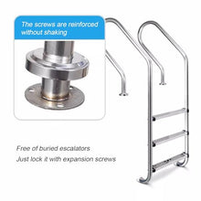 Stainless Steel Pool Ladder, Stainless Steel Pool Steps for Inground Pools, Non-Slide Integrated Stainless Steel Pedal, Easy Assembly and Climbing (Silver 1.5mm)