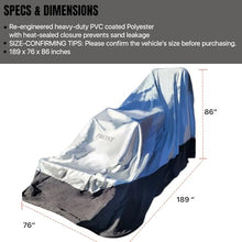 CoverSeal Heavy Duty Outdoor Tractor Cover with Patented Weighted Ground Conforming Apron Seal – Wind Resistant & Water Protection for Automobiles - Mid Size 189 L x 75 W x 86 H inch