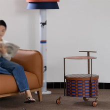 KJLYLPP Art Side Table, Stainless Steel Double-Layer Storage Trolley, Coffee Table Removable Side Table, Multifunctional Storage Basket, Suitable for Furniture Decoration