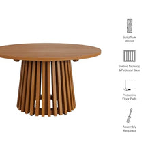Modway Lane 31 Inch Teak Wood Outdoor Round Coffee Table in Natural – Slatted Patio Table with Pedestal Base for Patio, Balcony, Deck, Backyard, Terrace Or Sunroom
