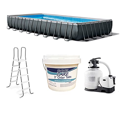 Intex Ultra XTR Rectangular Swimming Pool Set Bundle with Pump and Pool Care Chemicals