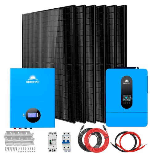 SUNGOLDPOWER SGM-655M 6500W Off-Grid Solar Kit, 120/240V Split Phase UL1741 Inverter, 5.12kWh 48V UL1973 Battery, 2220W Solar Panels, 6500W AC Output for Home, RV, Cabin