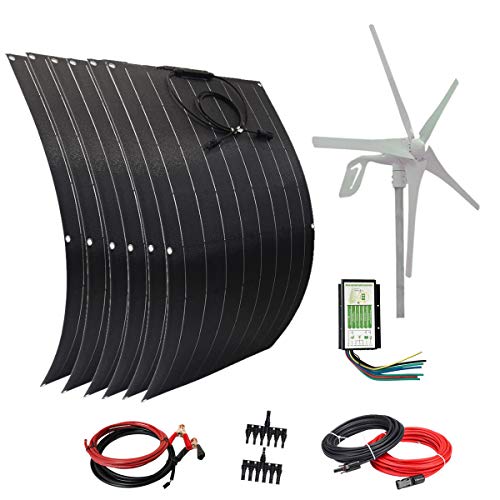 AUECOOR 1000W Solar Panel Wind Turbine Kit: 600W Flexible ETFE High Efficiency Solar Panel + 400 Watt Wind Turbine for Home Off Grid System