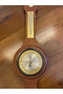 Antique Barometer Thermometer Wooden Case Brown Vintage Weather Station for Home Decor 20 x 3 inches - Brown, 20x3 inch