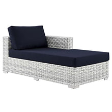 Modway Convene Wicker Rattan Outdoor Patio Right-Arm Chaise in Light Gray Navy