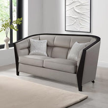 Benzara Loveseat with Curved Back and Shelter Arms Beige
