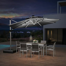 OROTLECT 12 FT Round Lighted Patio Umbrella,Gray