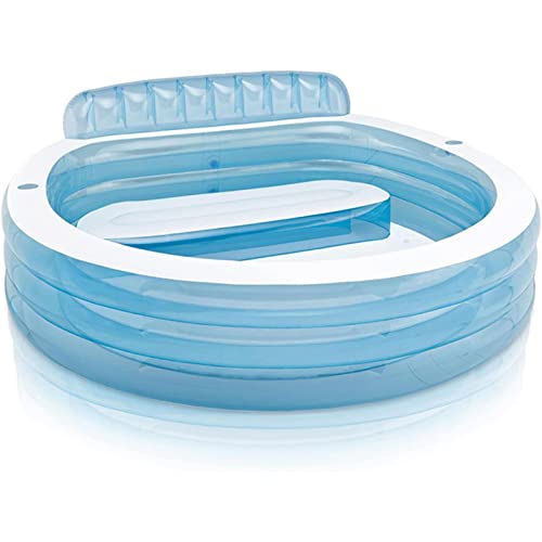 Paddling Pool Round Inflatable Pool, Durable Folding Blow Up Pool with Seat and Backrest, Summer Water Games Center Inflatable Swimming Pool Inflatable Swimming Pool