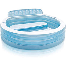 Paddling Pool Round Inflatable Pool, Durable Folding Blow Up Pool with Seat and Backrest, Summer Water Games Center Inflatable Swimming Pool Inflatable Swimming Pool