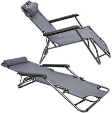 SAGGION Lightweight Folding Sun Lounger Foldable Deck Chair Reclining Garden Chair 153 cm + leg rest reclining back + headrest Present