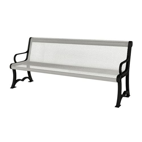 COATEDOUTDOORFURNITURE Bench, Grey, Expanded, 4Ft, with Back, Portable